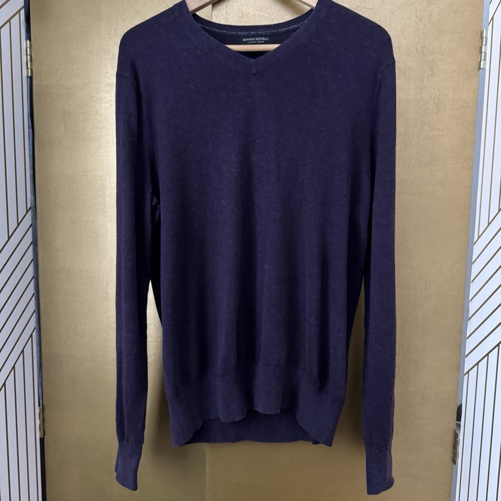 Men's Purple Banana Republic V-Neck Pullover Sweater Size Large